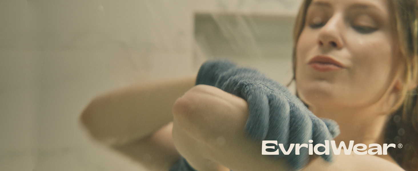 evridwear, exfoliating, bath gloves, heavy