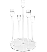 Candelabra Centerpieces for Tables 5 Arm Clear Candle Holder Fit 0.87" LED Pillar Taper Candlesti...