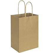 100 Pack 5.25x3.25x8 inch Brown Small Paper Bags with Handles Bulk, bagmad Gift Paper Bags, Kraft...