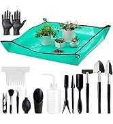 Melphoe 25Pcs Mini Garden Hand Transplanting Succulent Tools Set, 39.4" Thickened Repotting Mat &...