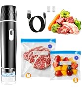 Compact Vacuum Sealer for Food, Vacuum Sealer Machine + 30 Reusable Vacuum Bags - Powerful Handhe...