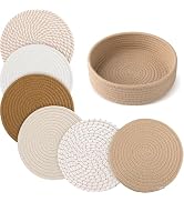8" Trivets for Hot Dishes, Hot pots and Pans,6 Heat Resistant Hot Pads and Storage Basket 1 Pack,...
