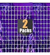 Purple Backdrop Party Decoration Metallic Square Foil Fringe Curtain Photo Booth Props for Birthd...