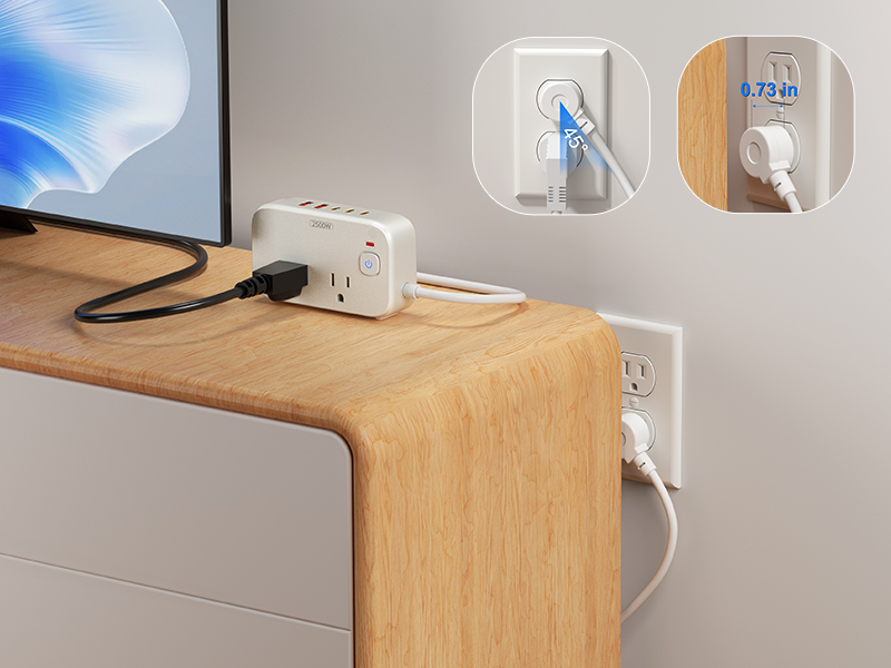 45°flat plug power strip