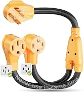 MECMO 4 Prong 30 Amp Dryer Y Splitter to EV Charger, NEMA 14-30P to 14-50R & 14-30R Dual Outlet P...