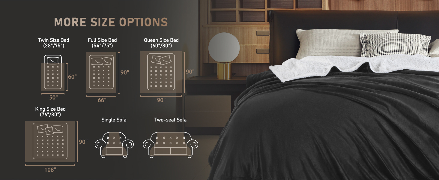 Four American size options king qeen twin throw