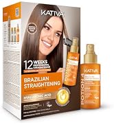 KATIVA Brazilian Keratin Straightening Kit, Shampoo Mask Conditioner + Potion 4 Heat Protectant S...