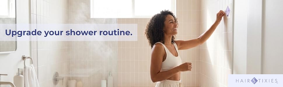 Girl in shower installing HairStixies.