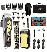LQT Hair Clippers 3-Piece Men's Professional Cordless Haircutting Set with LED Display, Trimmer, ...