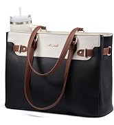 LOVEVOOK Laptop Tote Bag for Women Work, Teacher Tote Bag with Large Cup Holder, 15.6 Inch Waterp...