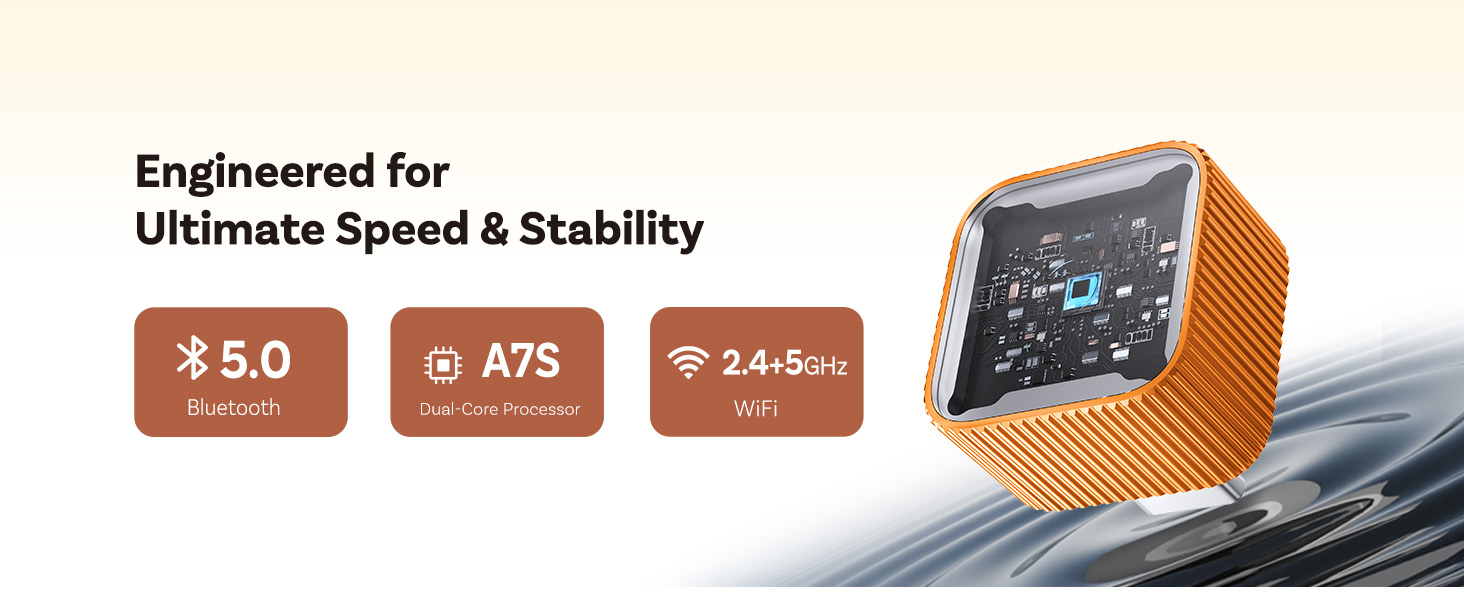 Fast Auto-Connect Dongle, Lag-Free Navigation and Music, Plug and Play Smart Car Link
