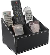 KINGFOM 3 Compartment PU Leather Remote Control Holder Desk Organizer; Home Sundries Storage Box;...
