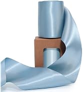 LaRibbons Light Blue Satin Ribbon 3 Inch x 10 Yards Continuous Light Blue Ribbon for Flower Bouqu...