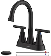 Hurran 4 inch Bathroom Faucets with Pop-up Drain and 2 Supply Hoses, Stainless Steel Lead-Free 2-...