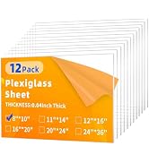 (12 Pack) 0.04"(1mm) Thick Clear Acrylic Sheets, 8X10 Plexiglass Sheets for Craft, Sign Blank, DI...