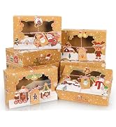 BEAVOING 24 Pack Christmas Cookie Boxes for Gift Giving, 8.65x6x2.75 In Christmas Bakery Treat Bo...