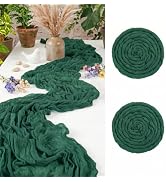 Q&J Fabric Co. 2 Pack Cheesecloth Table Runner 20x120 inch Forest Green Gauze Table Runners 100% ...