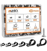 mankk 222PCS Cable Clips Wire Clips Assortment Kit Nylon Plastic R-Type Cable Clamps 6 Sizes (3/1...