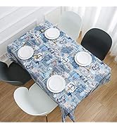 AooHome Large Rectangular Fabric Tablecloth, Water Repellent Stain Resistant Table Cover Submarin...