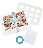 YunKo 15 Pack Dozen Cupcake Boxes White Cupcake Containers with Window Fit 12 Cupcakes or Muffins