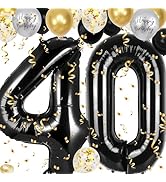 40th Birthday Decorations for Men Women, 40 inch 40 Balloon Numbers, 18 pcs 12 inch 40th Birthday...