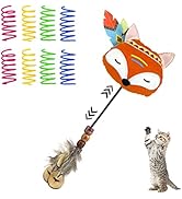 Andiker Cat Plush Toy, 9Pcs Durable Canvas Cat Feather Toys with a Elastic Rope& 8Pcs Cat Springs...