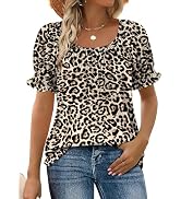 WIHOLL Womens Short Sleeve Square Neck Summer Tops Dressy Casual Blouses Trendy Clothes 2026
