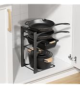 MUDEELA Pots and Pans Organizer under Cabinet 15.75" Tall, 4-Tier Heavy Duty Pan Organizers insid...