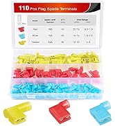 Nilight 50047R 110pcs Nylon Flag Spade Female Insulated Quick Disconnects 22-18 16-14 12-10 Gauge...