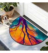 NYZE Tree Branches Half Round Rug for Entryway, 24x36 Inch Washable Kitchen Rug, Non-Slip Semi Ci...