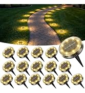 Peasur Solar Ground Lights Outdoor Anti-Rust Disk Lights, 16pack Warm White | IP68 Waterproof, 8 ...