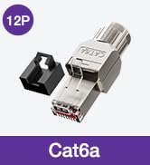 RJ45 Toolless Cat6A Connector, Zinc Alloy Shielded, 10Gbps, 12-Pack