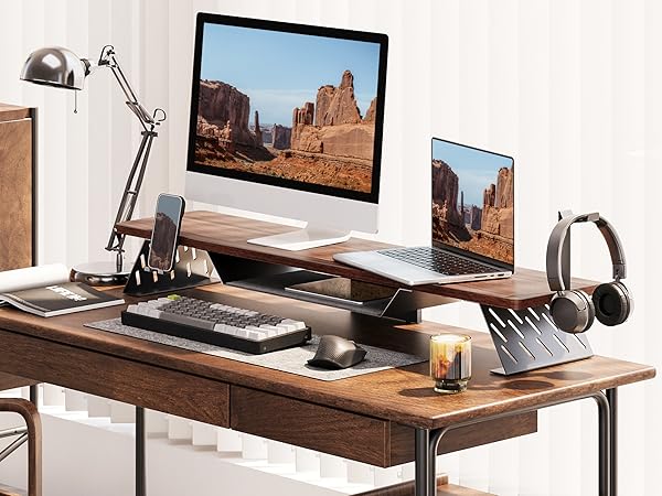 Monitor Shelf with Headphone Stand & Phone Holder