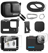 FiTSTILL PU Mini Carrying Case&Silicone Sleeve Rubber Protective Case for Go Pro Hero 4K 2024,Rep...