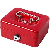 Small Cash Box with Lock and Slot, Decaller Locking Money Box, Metal Coin Piggy Bank for Adults a...
