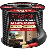 PTASYGK 14/2 Outdoor Speaker Wire - Direct Burial Speaker Cables CL3 CL2 Rated 50 Feet, UV Resist...