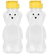 WLngtv 2 Pcs 8 Oz Plastic Bear Honey Bottle Jars, Empty Honey Squeeze Bottle with Flip-top Lid fo...