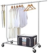 Camabel Clothing Garment Rack Heavy Duty Capacity 300 lbs Adjustable Rolling Commercial Grade Ste...