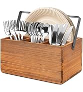 RedCall Silverware Caddy with Handle,Wood Utensil Holder for Party,Countertop Cutlery Flatware Or...