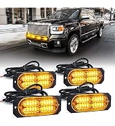Xprite Amber 20 LED Surface Flush Mount Grille Emergency Strobe Lights Kit Ultra Slim Deck Dash G...