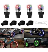 QVEVDACAR 4Pcs Tire Valve Cap Lights, Glow in The Dark LED Tire Valve Lights Waterproof Rechargea...