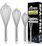 HOTEC 4 Pieces Stainless Steel Whisks Set Wire Whisk Balloon Whisk Egg Beater Kitchen Utensils fo...