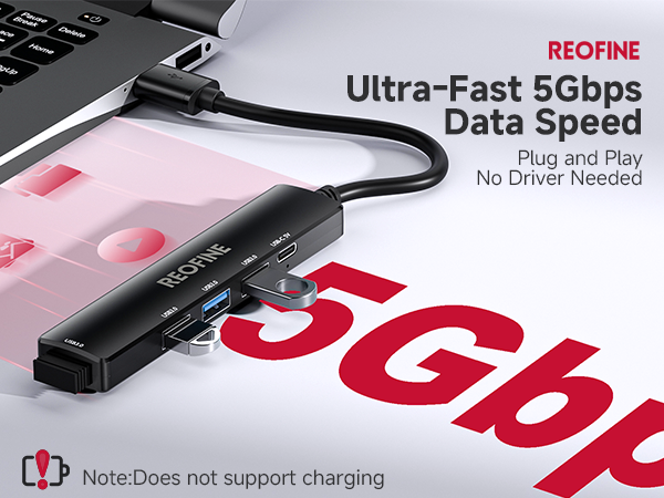 USB 3.0 Hub, 5 Port USB Hub Splitter,Portable USB Adapter