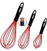 ANAEAT Silicone Whisk, Thick Stainless Steel Wire Inner - Heat Resistant Kitchen Whisks for Non-S...