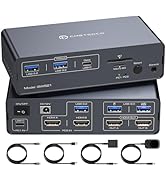 USB C KVM Switch 2 Monitors 2 Computers HDMI 4K60Hz EDID KVM Docking Station for 1 Laptop 1 Deskt...