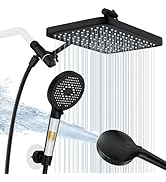 12 Inch Wide Rain Shower Head with Filtered Handheld Combo, High Pressure Rainfall Shower Head, 9...
