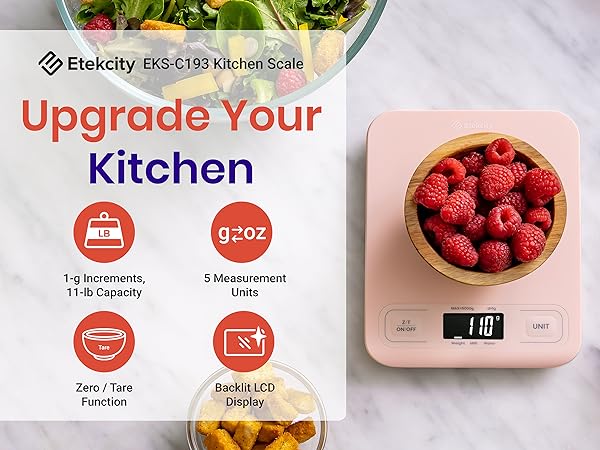 Etekcity EKS-C193 pink kitchen scale, upgrades your kitchen!
