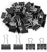 DANRONG 60PCS Medium Binder Clips, 1-1/4 Inch, 32mm, Metal Paper Clamps for Teachers Students Sch...
