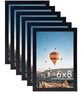 JCJMY 6x8 Picture Frame Set of 6 Black for Wall Hanging or Tabletop- Wall Mounting Horizontally o...