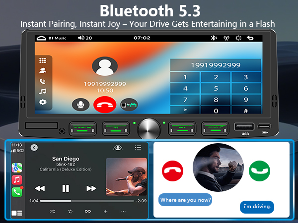 wireless android auto single din radio